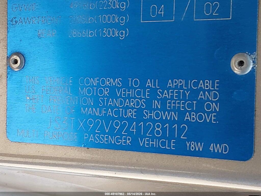 JS3TX92V924128112 2002 SUZUKI XL-7 photo no. 9