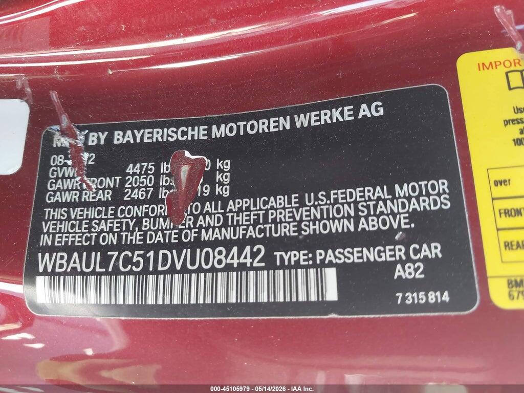 WBAUL7C51DVU08442 2013 BMW 128I photo no. 9