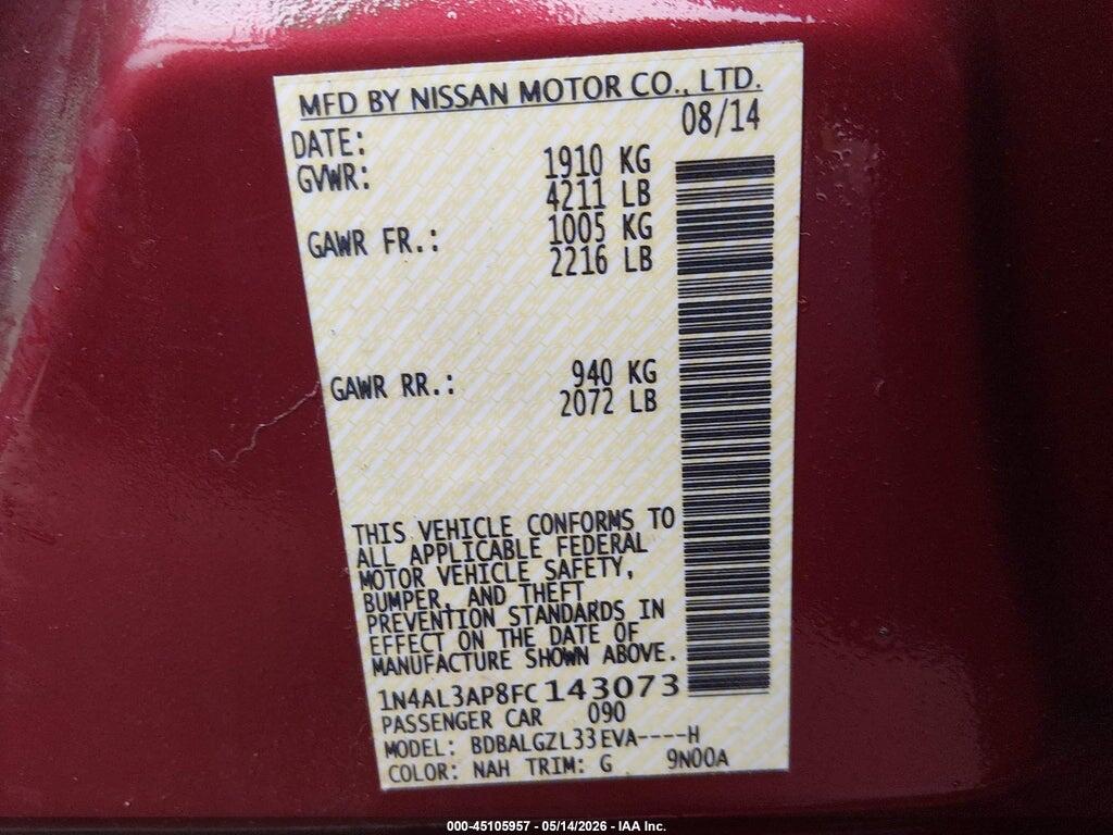 1N4AL3AP8FC143073 2015 NISSAN ALTIMA photo no. 9