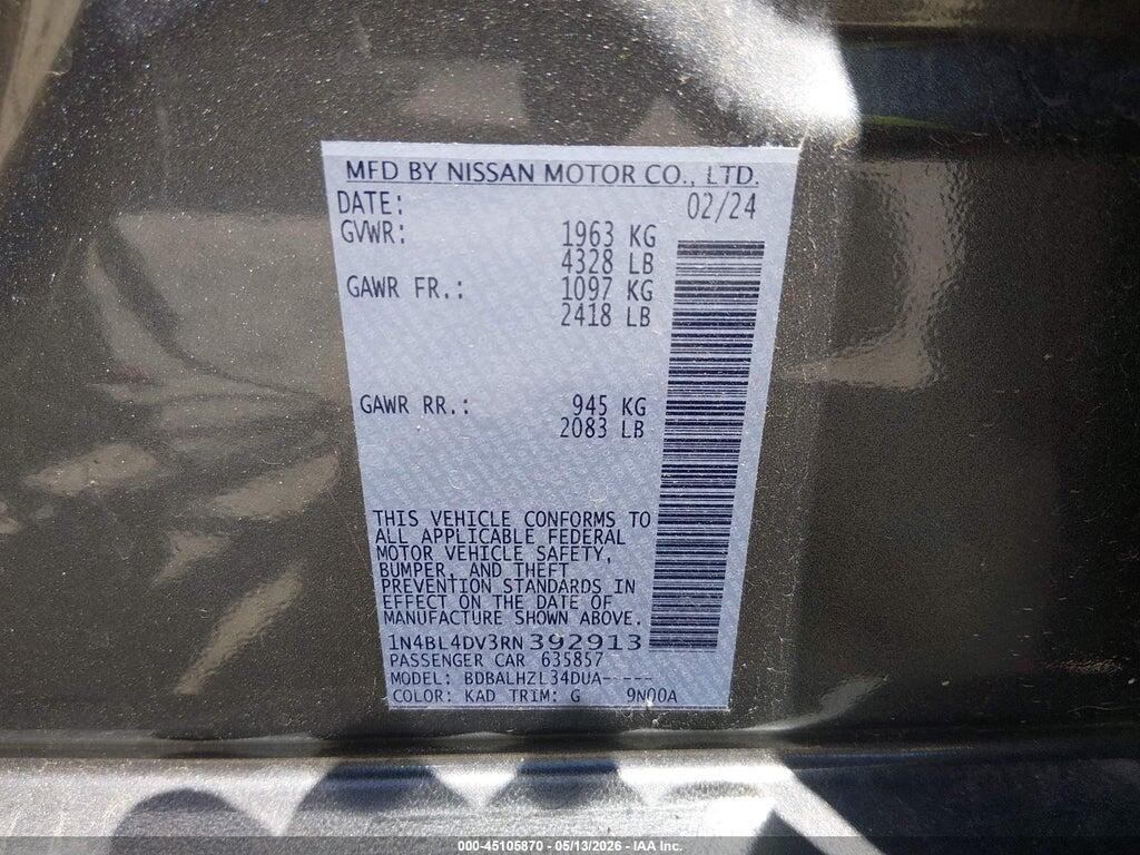 1N4BL4DV3RN392913 2024 NISSAN ALTIMA photo no. 9