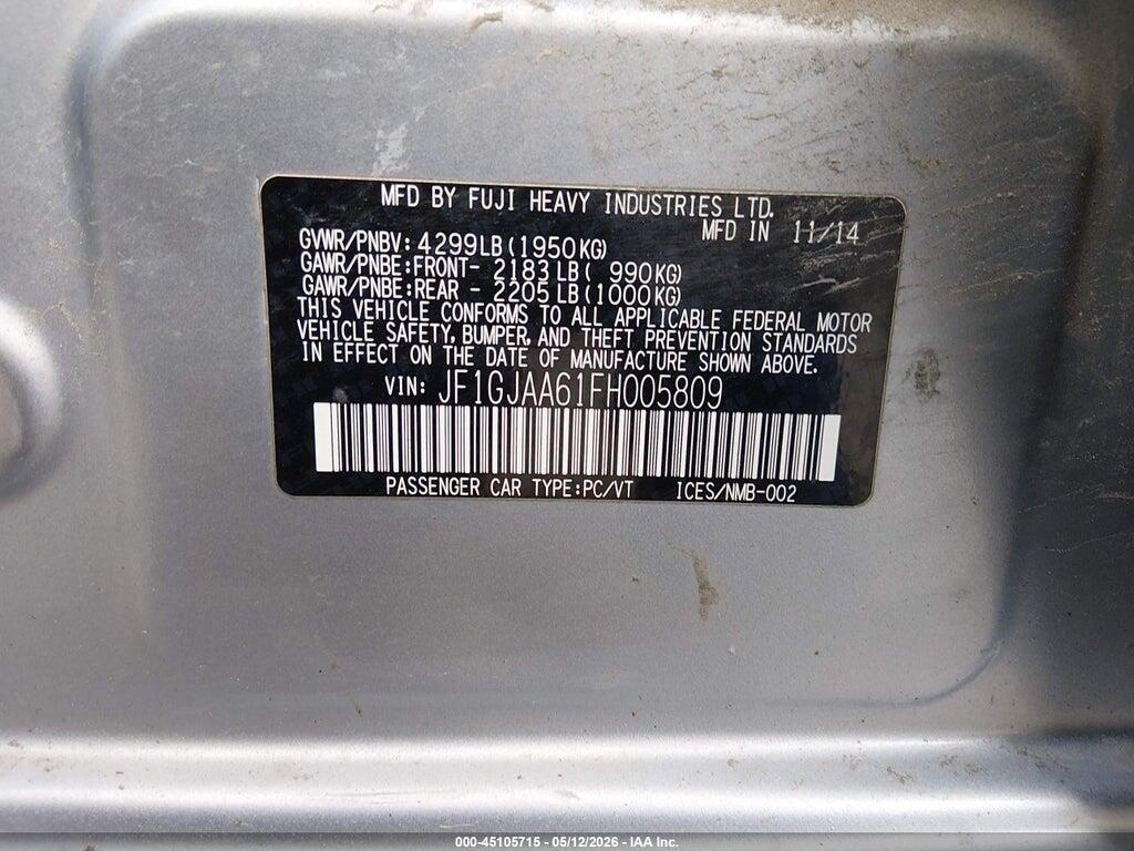 JF1GJAA61FH005809 2015 SUBARU IMPREZA photo no. 9