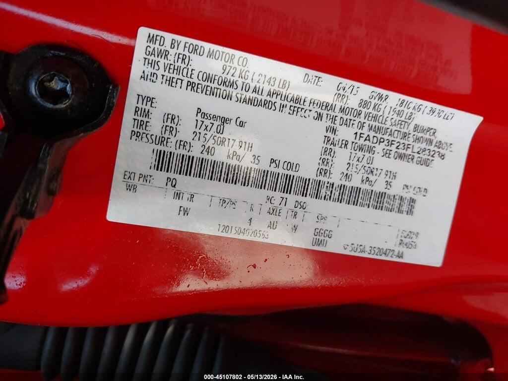 1FADP3F23FL283238 2015 FORD FOCUS photo no. 9