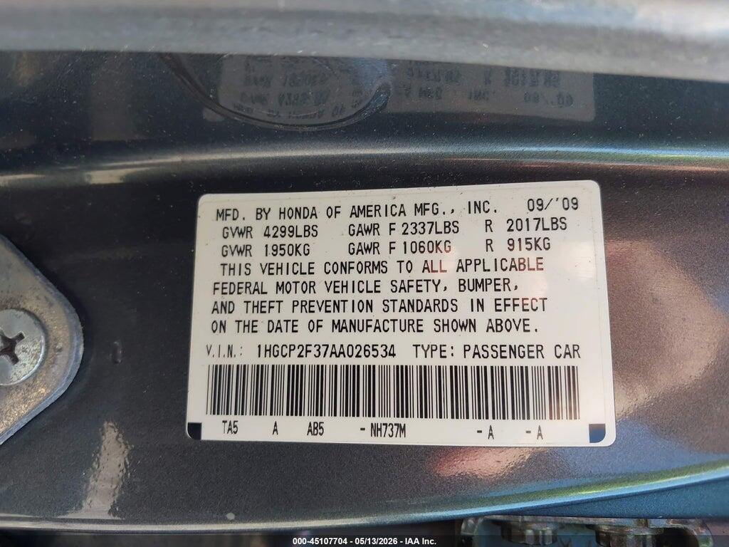 1HGCP2F37AA026534 2010 HONDA ACCORD photo no. 9