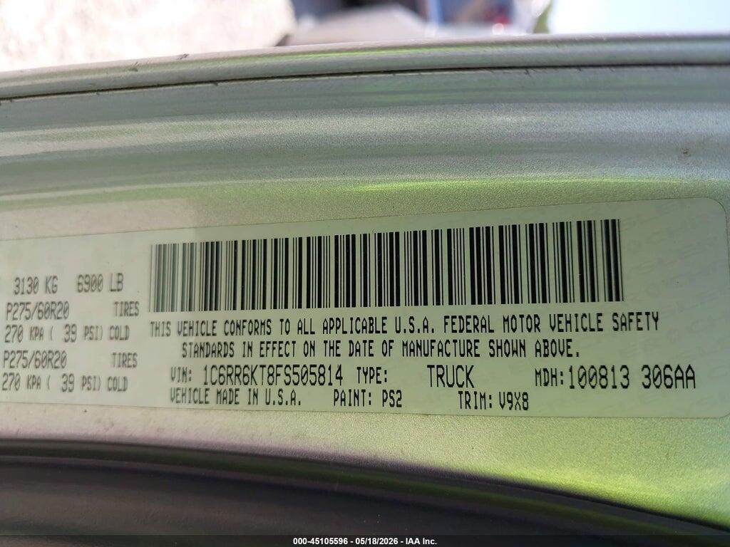 1C6RR6KT8FS505814 2015 RAM 1500 photo no. 9