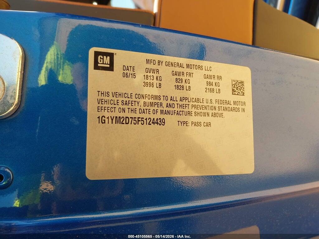 1G1YM2D75F5124439 2015 CHEVROLET CORVETTE photo no. 9