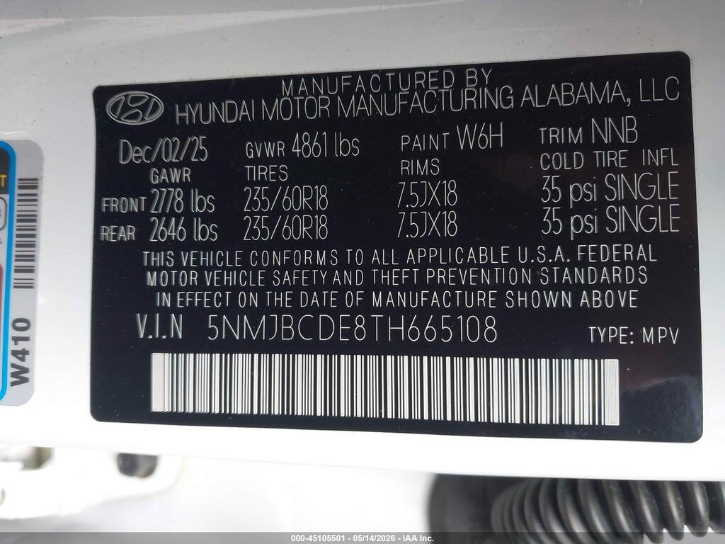 5NMJBCDE8TH665108 2026 HYUNDAI TUCSON photo no. 9