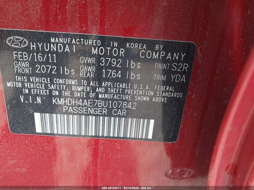 KMHDH4AE7BU107842 2011 HYUNDAI ELANTRA photo no. 9