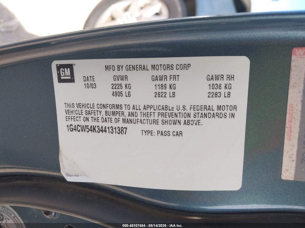 1G4CW54K344131387 2004 BUICK PARK AVENUE photo no. 9