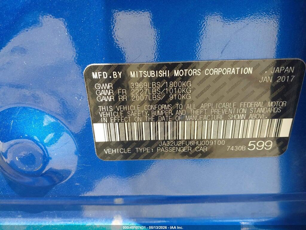 JA32U2FU6HU009100 2017 MITSUBISHI LANCER photo no. 9