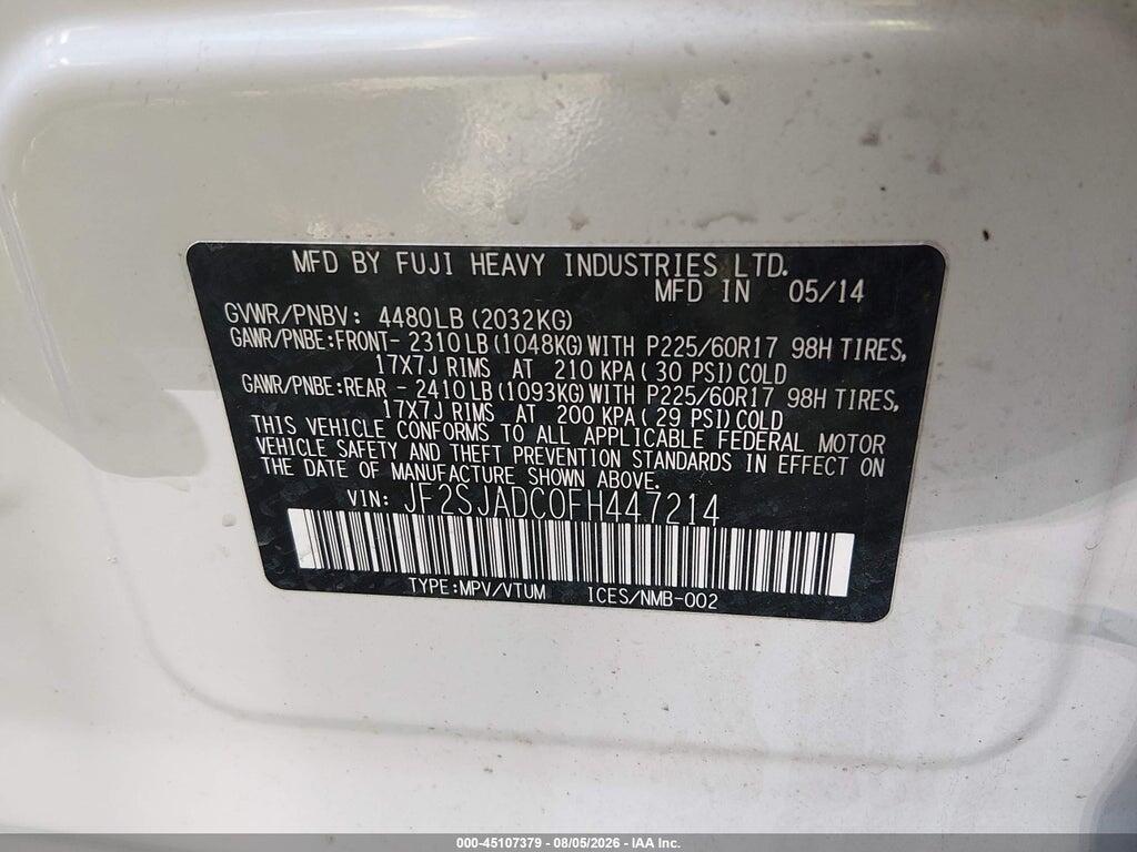 JF2SJADC0FH447214 2015 SUBARU FORESTER photo no. 9