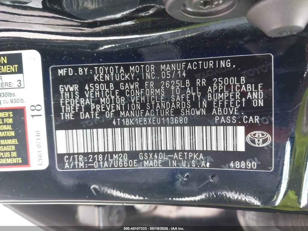 4T1BK1EBXEU113680 2014 TOYOTA AVALON photo no. 9