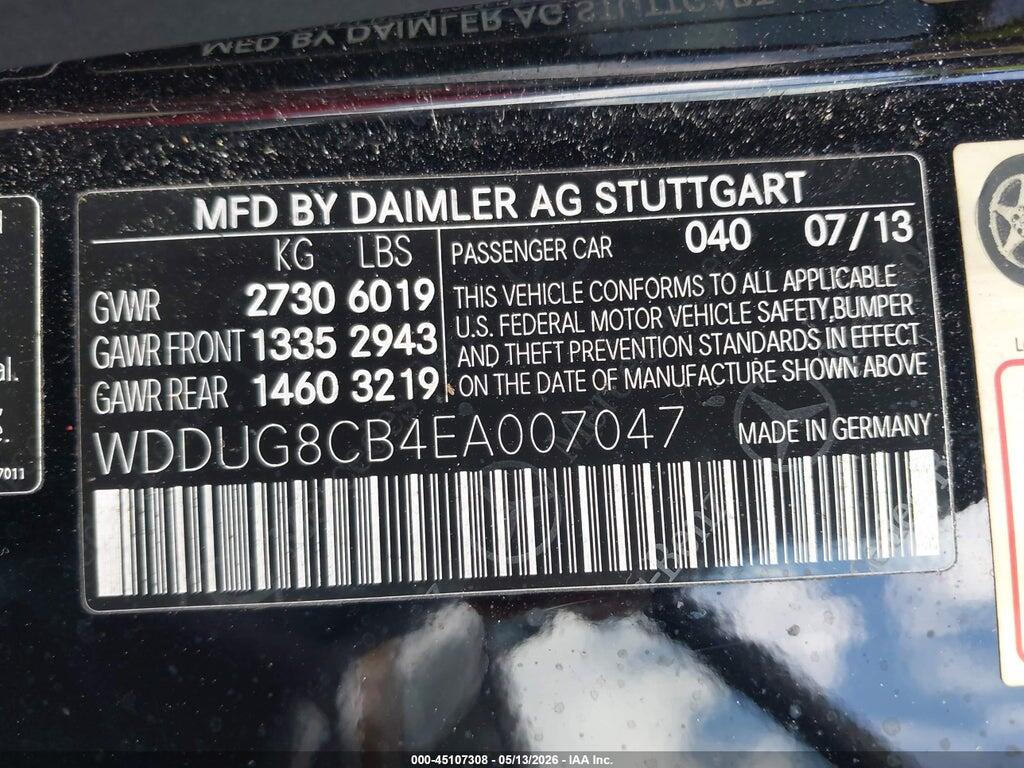 WDDUG8CB4EA007047 2014 MERCEDES-BENZ S 550 photo no. 9