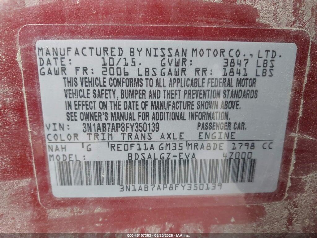 3N1AB7AP8FY350139 2015 NISSAN SENTRA photo no. 9