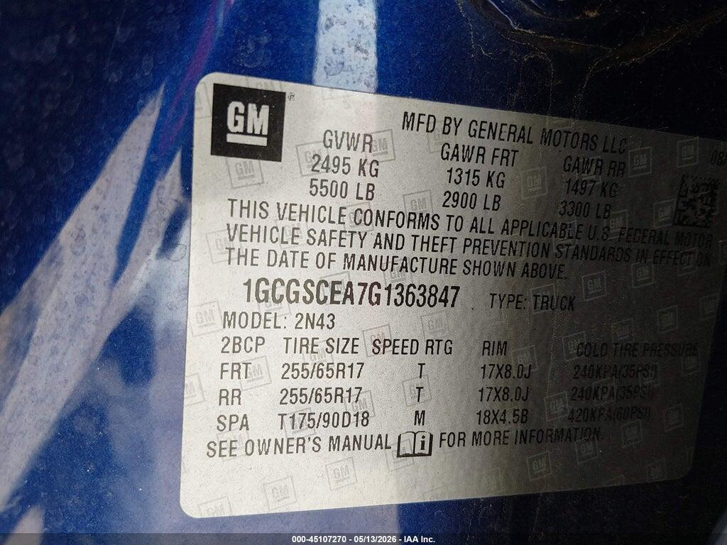 1GCGSCEA7G1363847 2016 CHEVROLET COLORADO photo no. 9