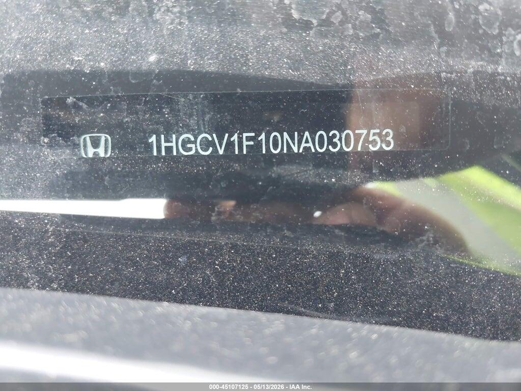 1HGCV1F10NA030753 2022 HONDA ACCORD photo no. 9