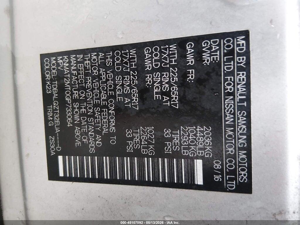 KNMAT2MT0GP733064 2016 NISSAN ROGUE photo no. 9