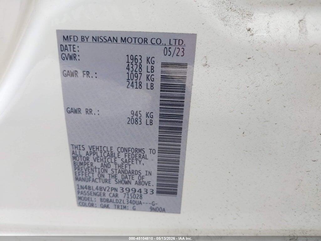 1N4BL4BV2PN399433 2023 NISSAN ALTIMA photo no. 9