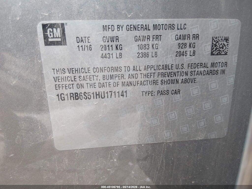 1G1RB6S51HU171141 2017 CHEVROLET VOLT photo no. 9
