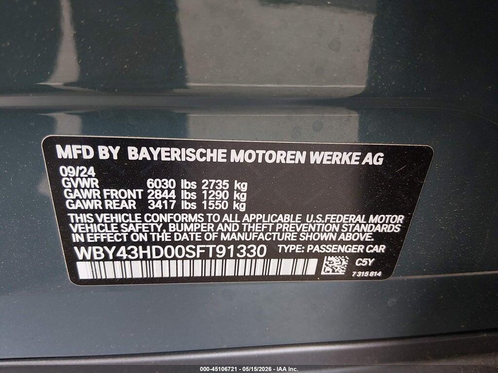 WBY43HD00SFT91330 2025 BMW I4 GRAN COUPE photo no. 9