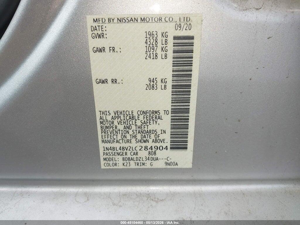1N4BL4BV2LC284904 2020 NISSAN ALTIMA photo no. 9
