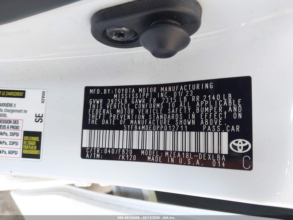 5YFB4MDE0PP012711 2023 TOYOTA COROLLA photo no. 9