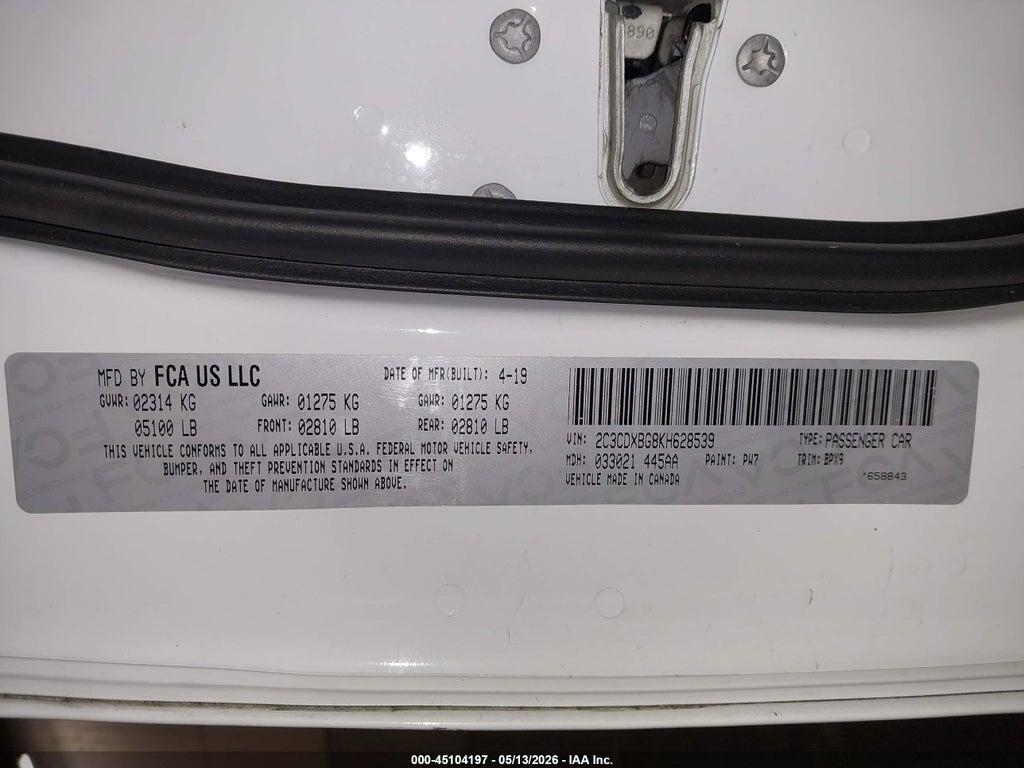 2C3CDXBG8KH628539 2019 DODGE CHARGER photo no. 9