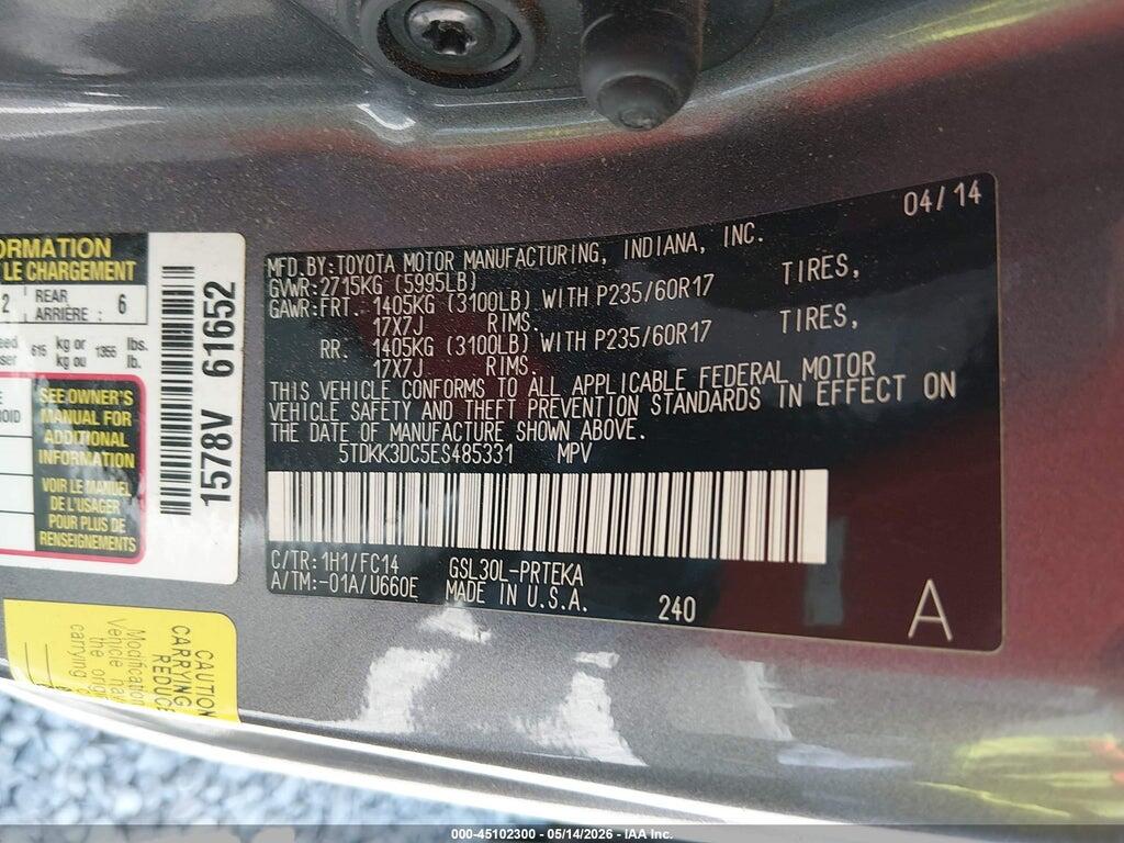 5TDKK3DC5ES485331 2014 TOYOTA SIENNA photo no. 9