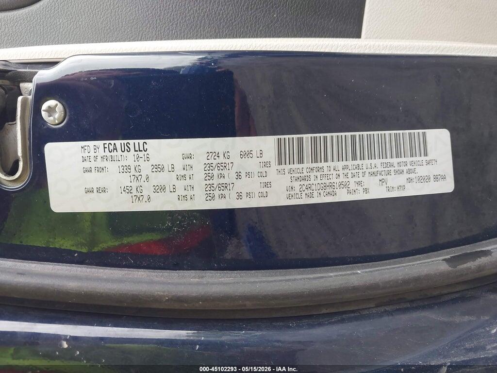 2C4RC1DG8HR610502 2017 CHRYSLER PACIFICA photo no. 9