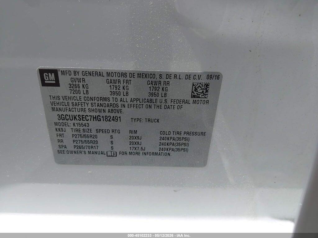 3GCUKSEC7HG182491 2017 CHEVROLET SILVERADO 1500 photo no. 9