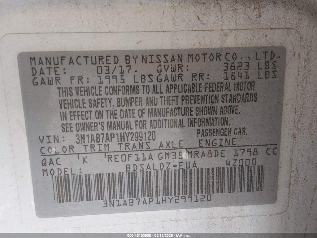 3N1AB7AP1HY299120 2017 NISSAN SENTRA photo no. 9