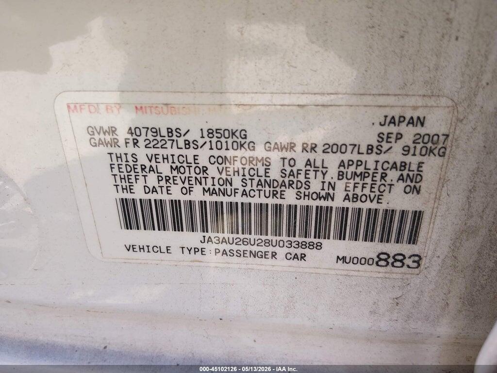 JA3AU26U28U033888 2008 MITSUBISHI LANCER photo no. 9