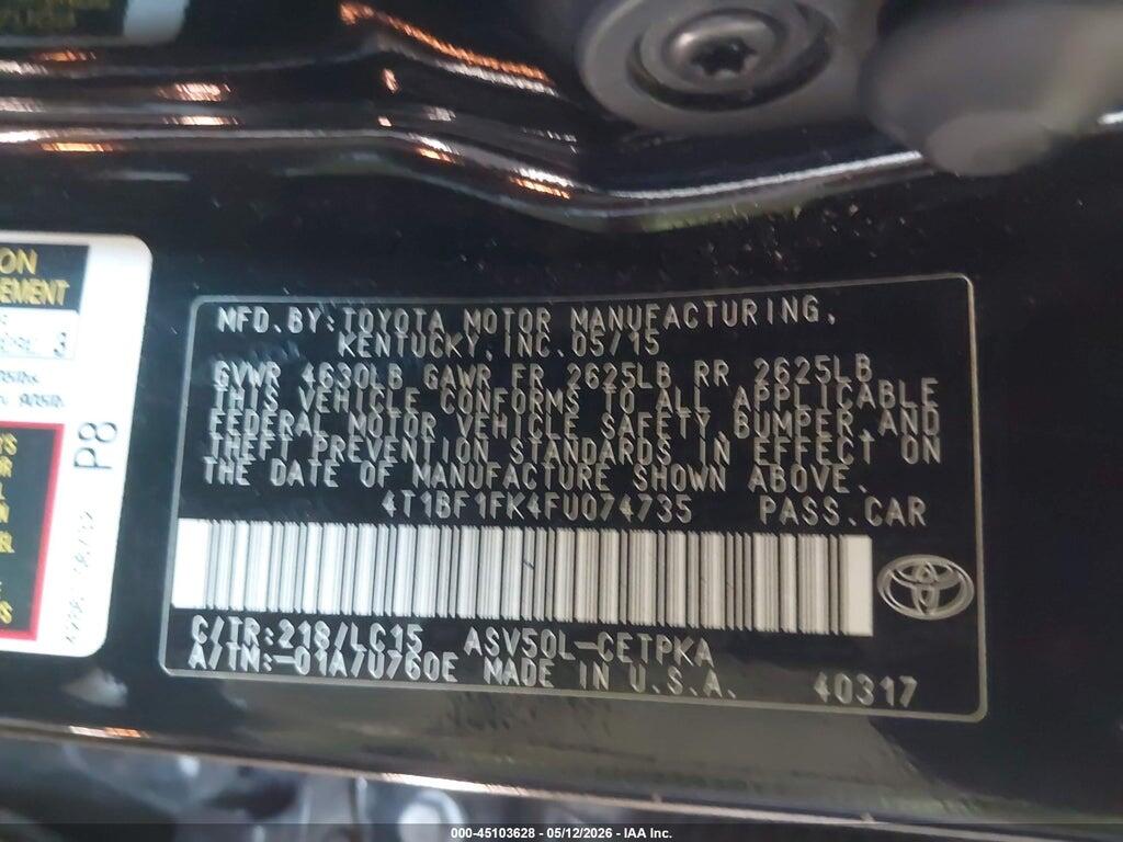 4T1BF1FK4FU074735 2015 TOYOTA CAMRY photo no. 9