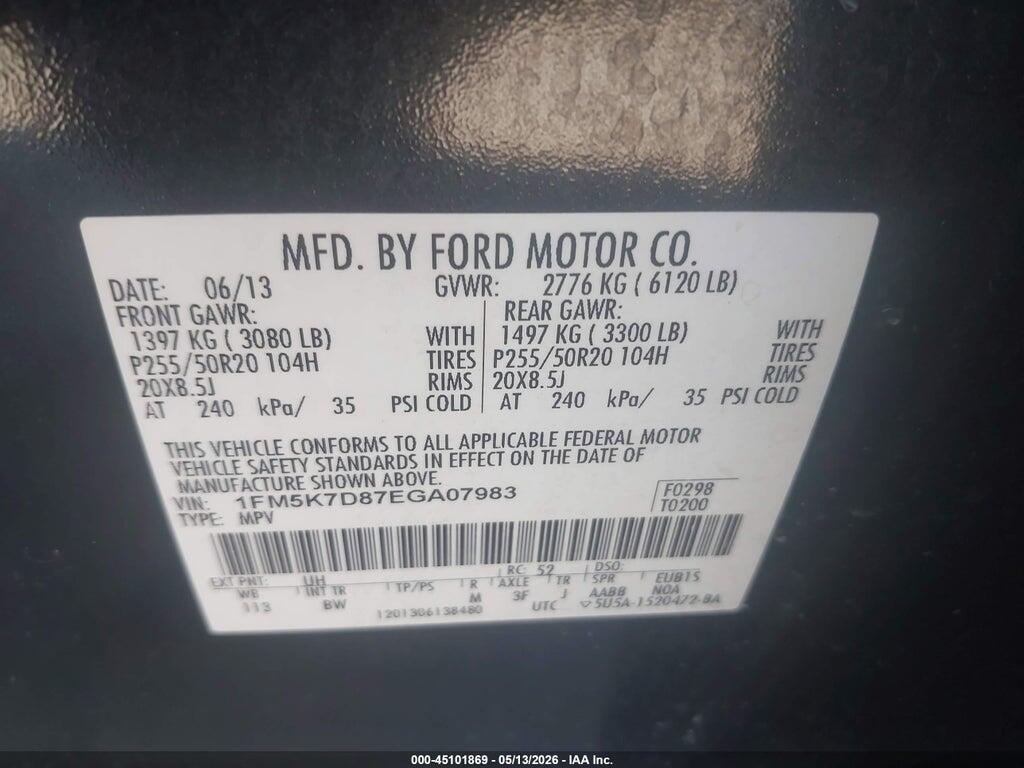 1FM5K7D87EGA07983 2014 FORD EXPLORER photo no. 9