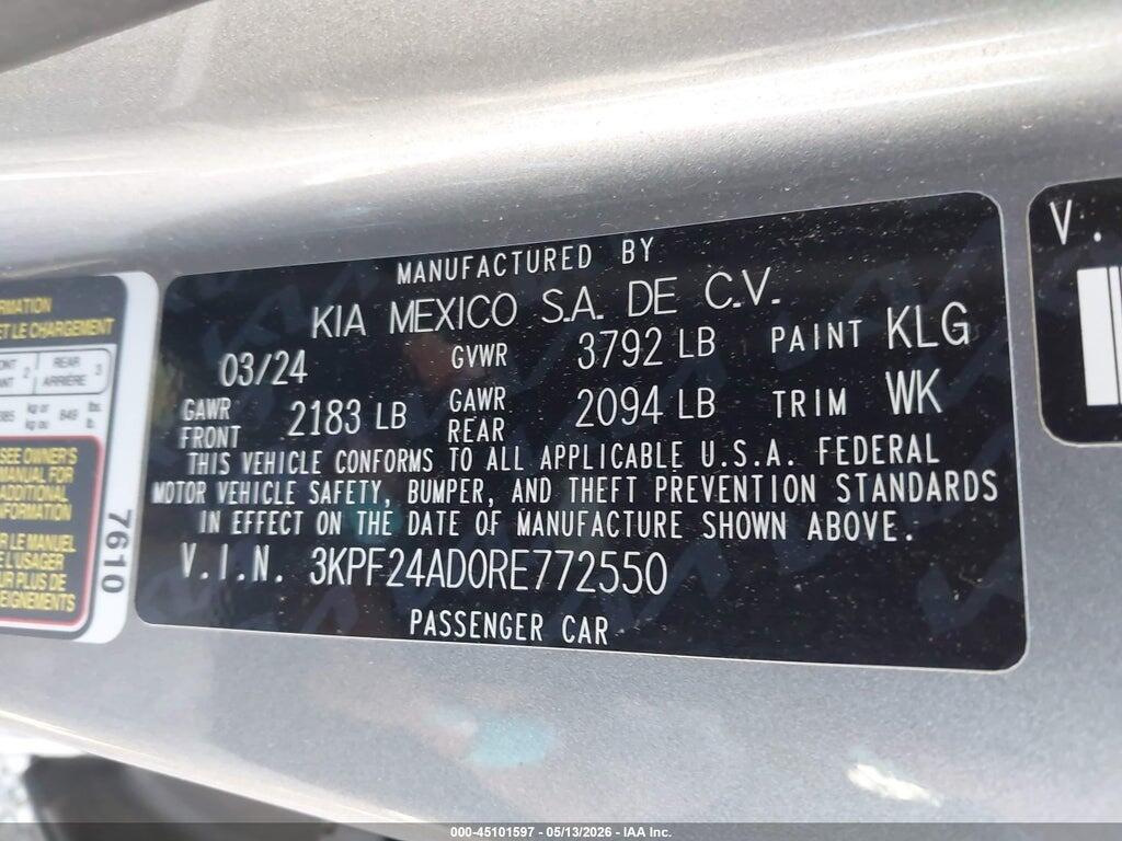 3KPF24AD0RE772550 2024 KIA FORTE photo no. 9