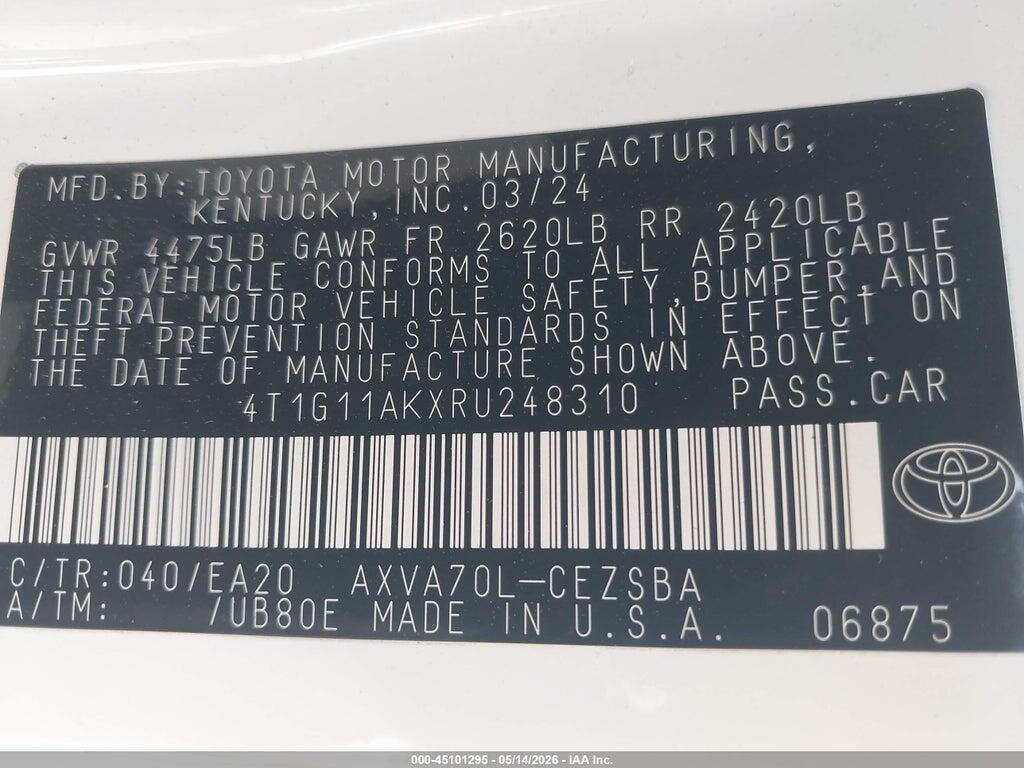 4T1G11AKXRU248310 2024 TOYOTA CAMRY photo no. 9