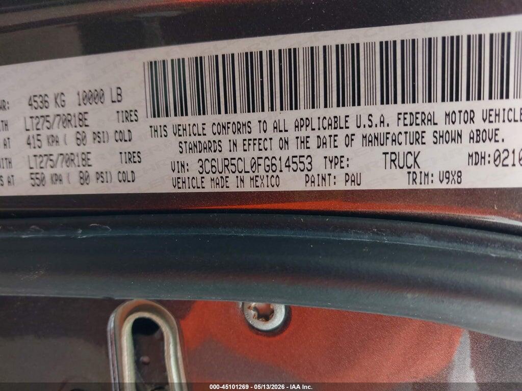 3C6UR5CL0FG614553 2015 RAM 2500 photo no. 9