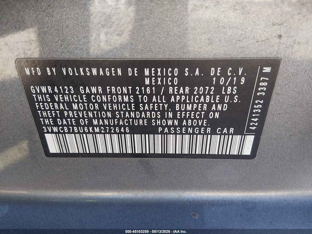 3VWCB7BU6KM272646 2019 VOLKSWAGEN JETTA photo no. 9