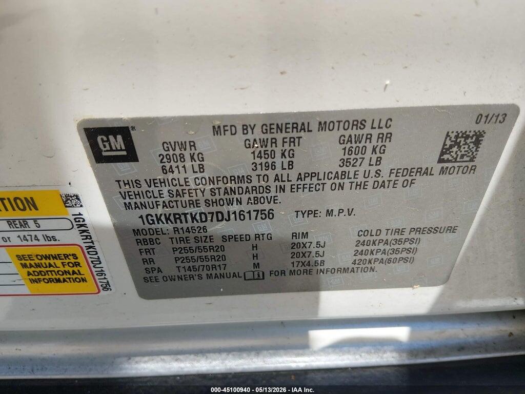 1GKKRTKD7DJ161756 2013 GMC ACADIA photo no. 9