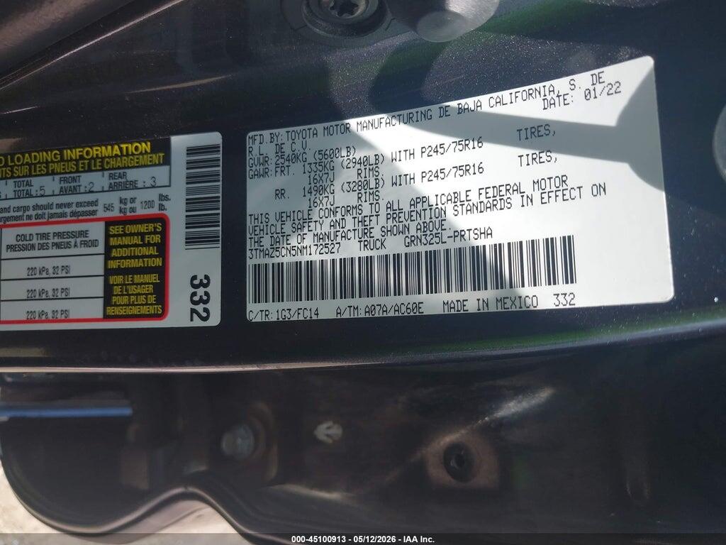 3TMAZ5CN5NM172527 2022 TOYOTA TACOMA photo no. 9
