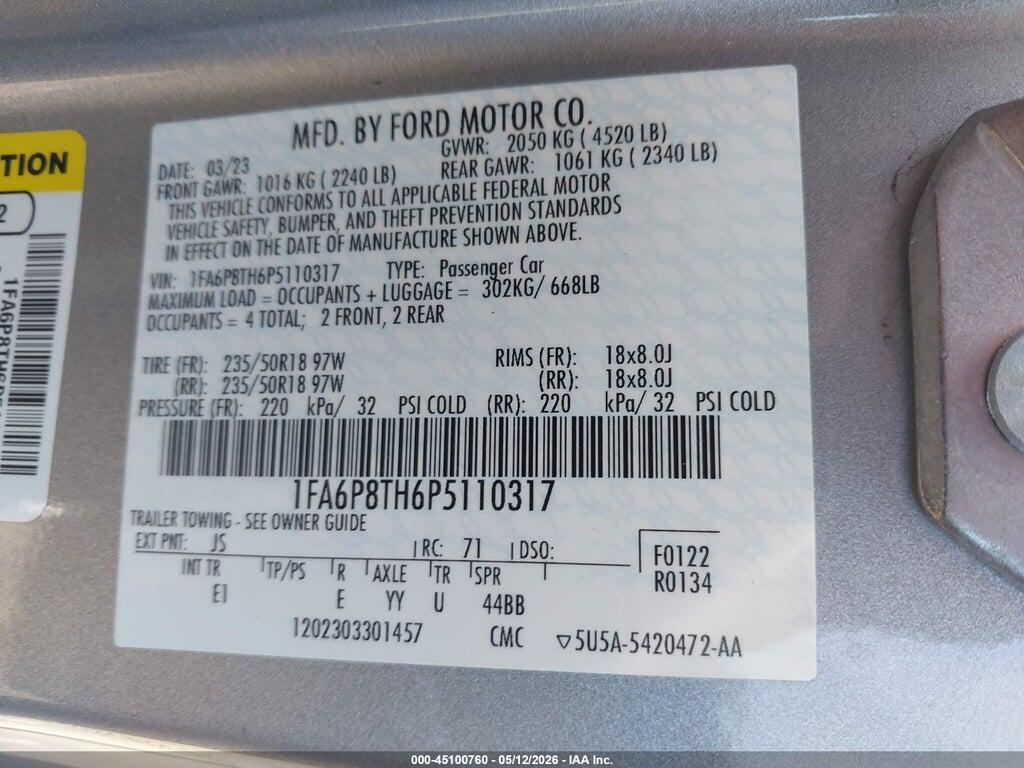 1FA6P8TH6P5110317 2023 FORD MUSTANG photo no. 9