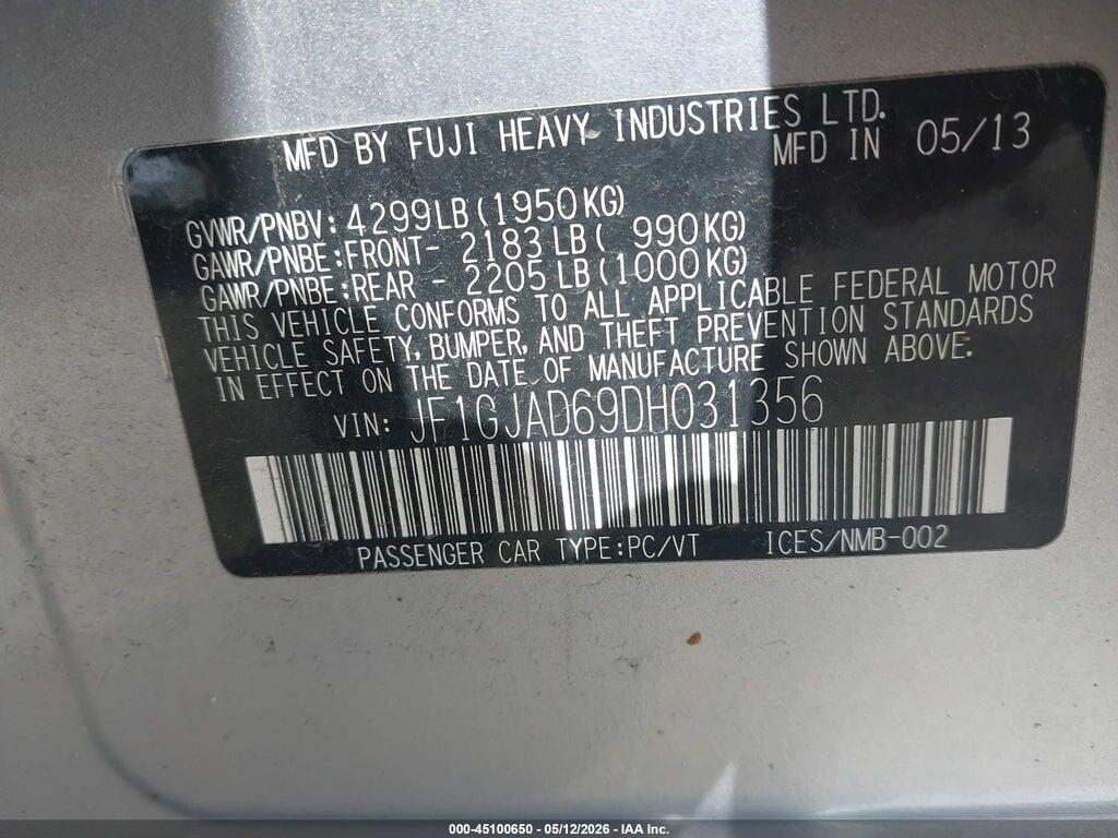 JF1GJAD69DH031356 2013 SUBARU IMPREZA photo no. 9