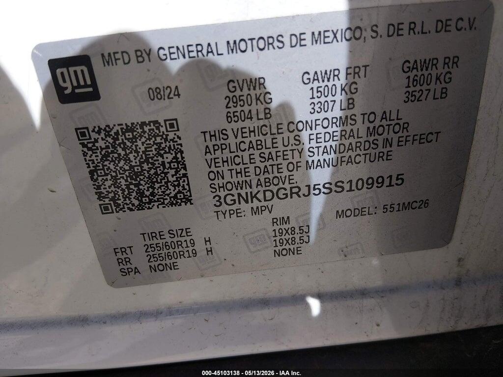 3GNKDGRJ5SS109915 2025 CHEVROLET BLAZER EV photo no. 9