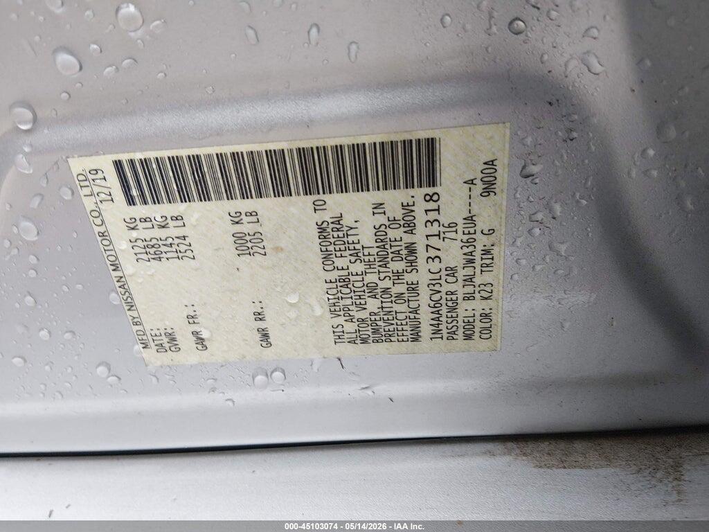 1N4AA6CV3LC371318 2020 NISSAN MAXIMA photo no. 9