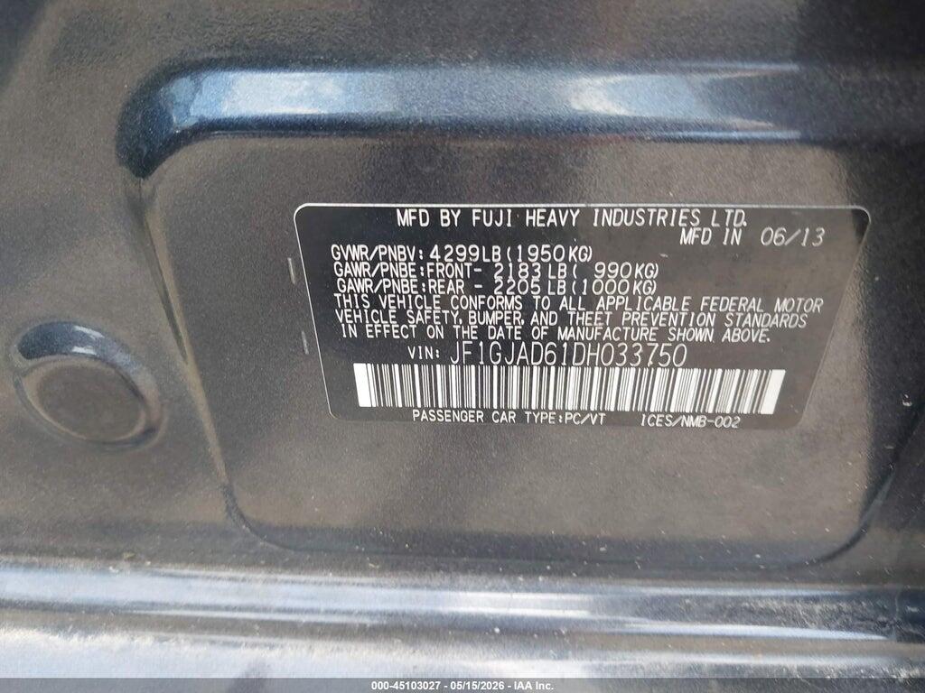 JF1GJAD61DH033750 2013 SUBARU IMPREZA photo no. 9