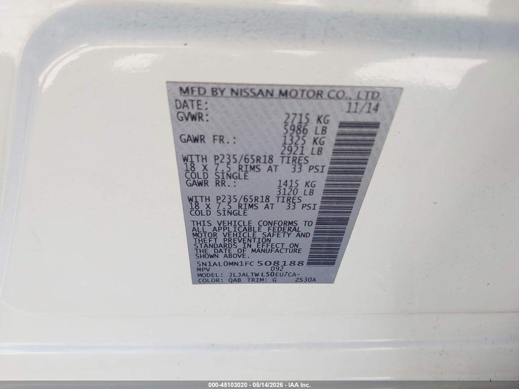 5N1AL0MN1FC508188 2015 INFINITI QX60 photo no. 9