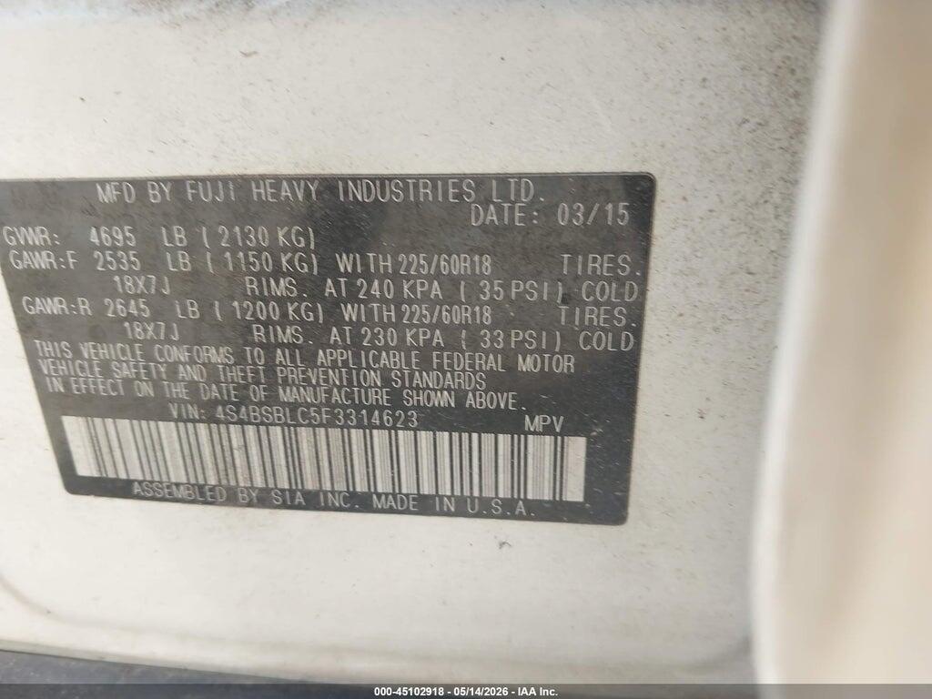4S4BSBLC5F3314623 2015 SUBARU OUTBACK photo no. 9