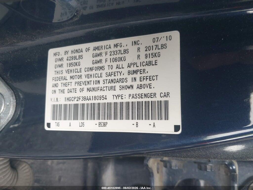 1HGCP2F39AA180954 2010 HONDA ACCORD photo no. 9