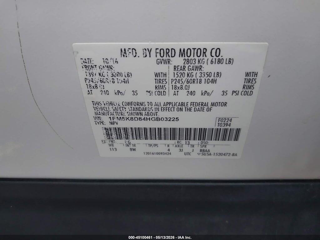 1FM5K8D84HGB03225 2017 FORD EXPLORER photo no. 9