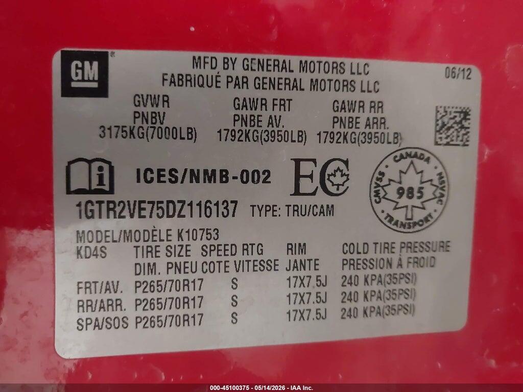 1GTR2VE75DZ116137 2013 GMC SIERRA 1500 photo no. 9