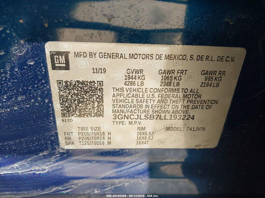 3GNCJLSB7LL193224 2020 CHEVROLET TRAX photo no. 9